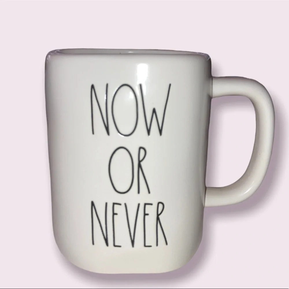 Rae Dunn “Now Or Never” Coffee Mug Brand New